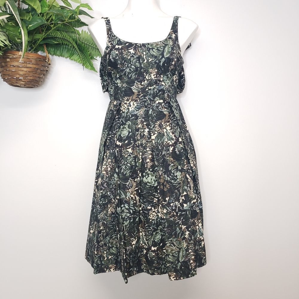 Sportmax Green Floral Dress with Bow Detail Size 2